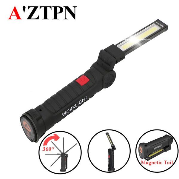 

portable 5 mode torch usb rechargeable led work light magnetic cob lanterna hanging hook lamp for hiking outdoor flashlights torc torches