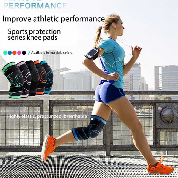 

elbow & knee pads a pair kneecap wrap around the knitted kneepad basketball sports safety sportswear accessories, Black;gray