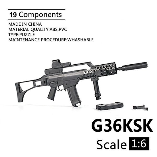 

1/6 scale g36ksk machine gun 4d assault rifle assemble gun model toys for 12 inch soldier military weapons models kids puzzles diy