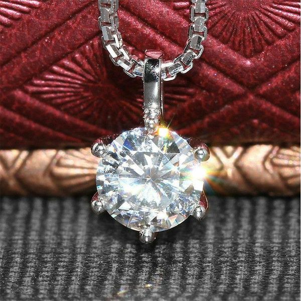 

pendant necklaces luxury six dazzling cubic zirconia necklace for women delicate promise statement women's wedding jewelry, Silver