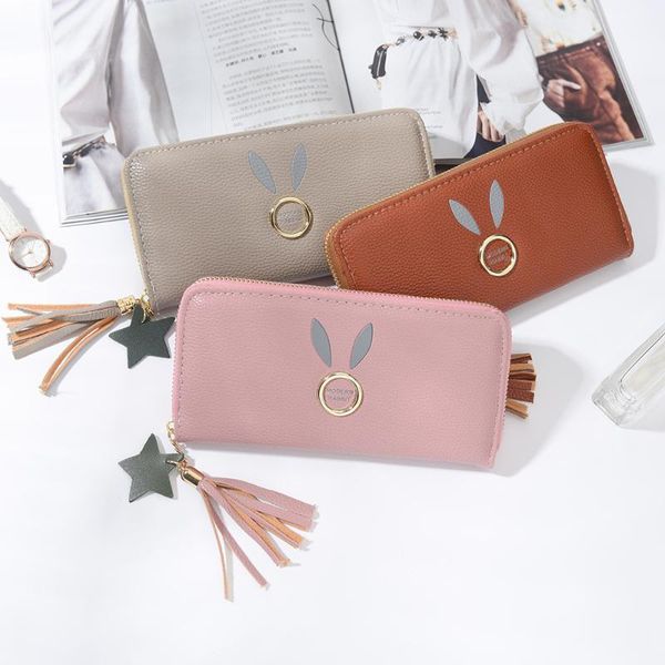 

wallets women's wallet student long zipper large capacity handbag fashion bag, Red;black