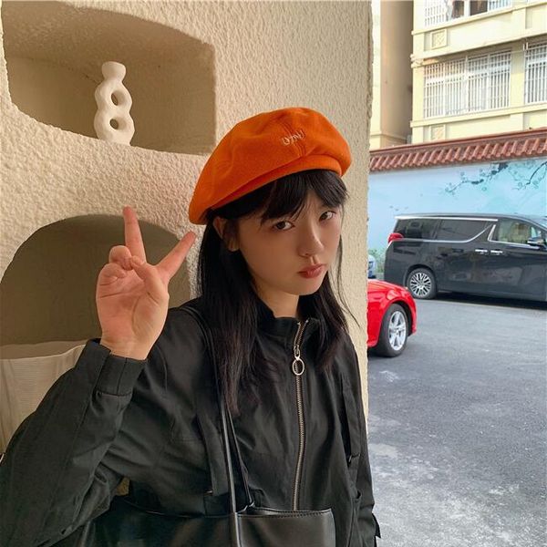 

female hong kong style girl soft polar fleece beret berets hats caps gsbl021a fashion all-match harajuku japanese painter hat for autumn and, Blue;gray