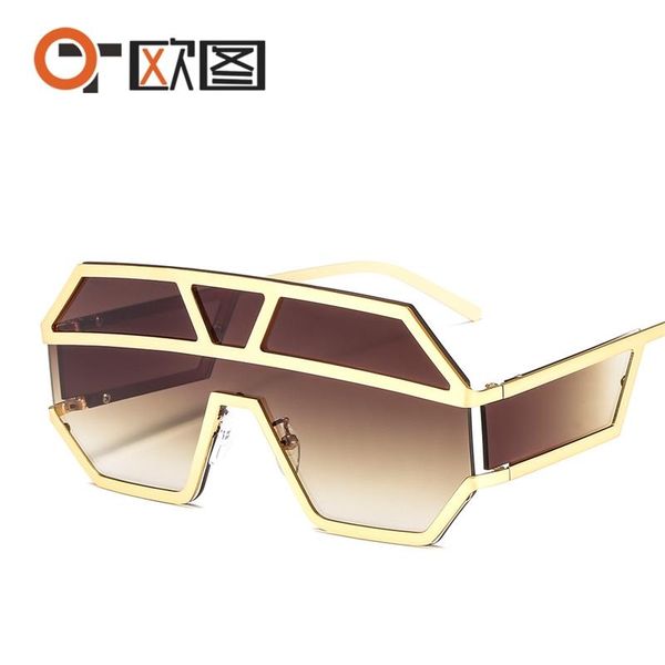 

fashion sunglasses frames trend conjoined piece personality 1639 men's and women's large frame, Black