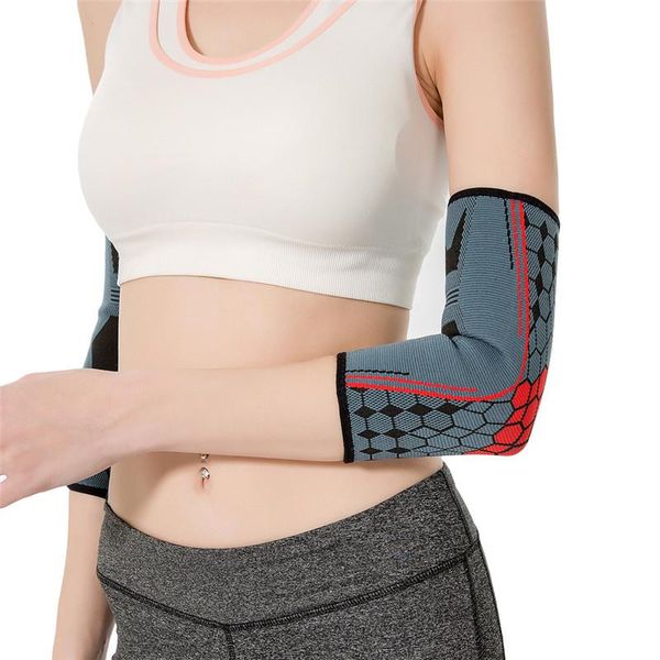 

elbow & knee pads basketball arm sleeve knitted warmer prevent tennis sport wrap for dance bike football gym support padded, Black;gray