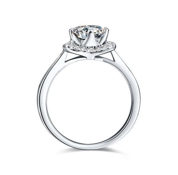 

cluster rings 1ct excellent round gcolor vs1 women engagement heart cut ring white gold synthetic jewelry anniversary amazing gift, Golden;silver