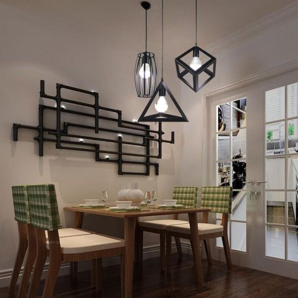 

pendant lamps retro simplicity iron geometry lights bar restaurant design lighting living room drop lamp bedroom led hanging light