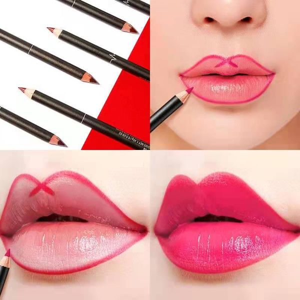 

lip pencils 12pcs/set cosmetic professional wood lipliner waterproof lady charming liner soft pencil contour makeup lipstick tool