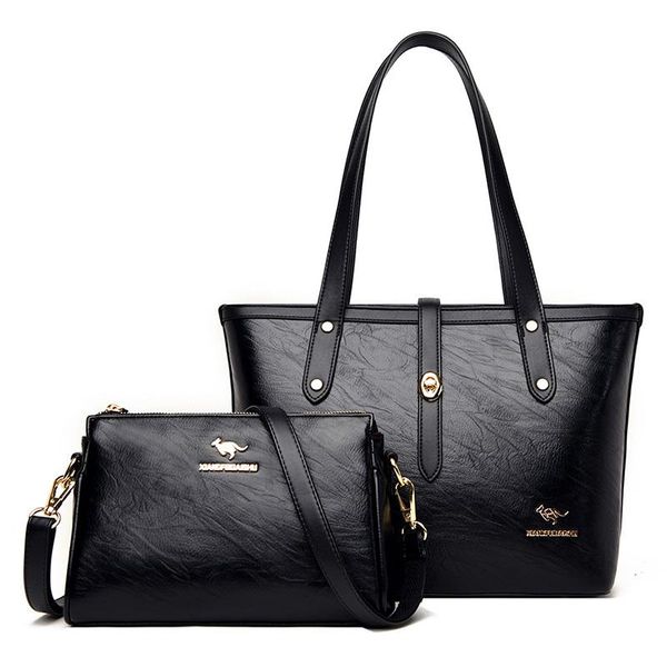 

evening bags 2pcs women's bag set fashion pu leather ladies handbag solid color messenger shoulder wallet for women 2021