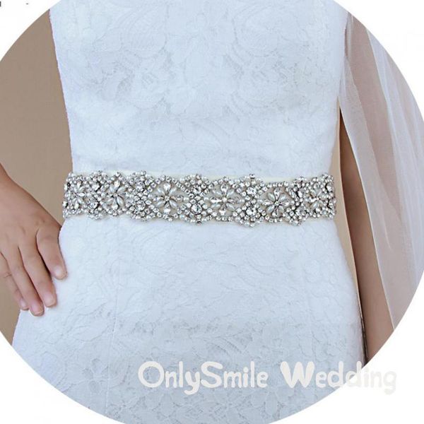 

wedding sashes woman's party belt rhinestone bridal applique for a dress, White