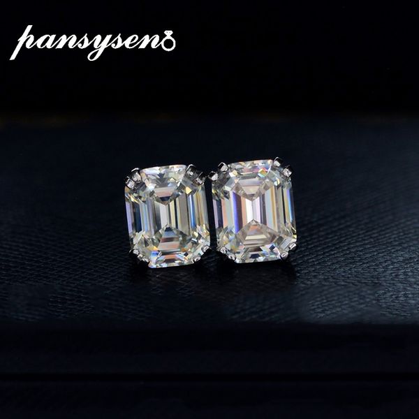 

pansysen solid 925 sterling silver 6ct created moissanite wedding engagement stud earrings birthday fine jewelry earrings gift 210325, Golden;silver