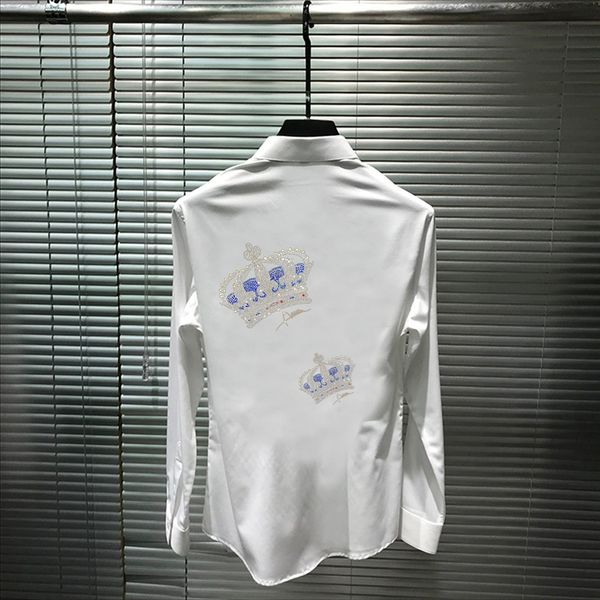 

men's t-shirts spring and autumn personality hip hop man's shirt diamond crown fashion thin youth golf long sleeve business hc2w, White;black