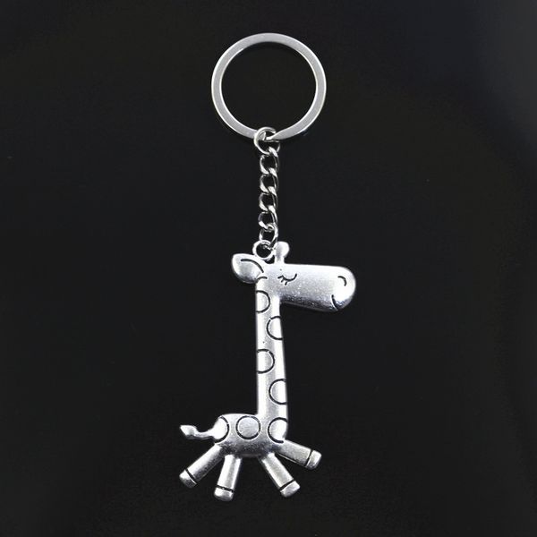 

new keychain 66x36mm running giraffe deer bronze silver color pendants diy men car key chain ring holder keyring jewelry gift