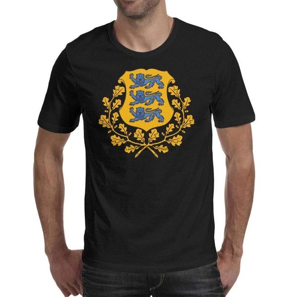 

men's t-shirts estonia coat of arms lion design t shirt cute round neck teess, White;black
