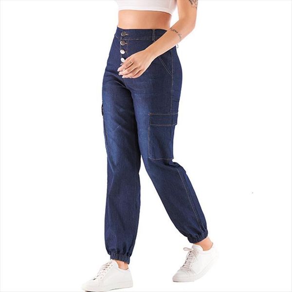 

baggy mom high waist women jeans cargo pants summer thin fashion trousers elastic jean femme 2xl, Blue