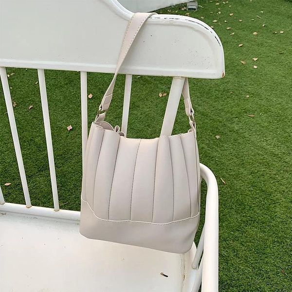 

evening bags vintage capacity bucket pu leather shoulder for women 2021 high crossbody hand bag lady trend handbags purses 9373