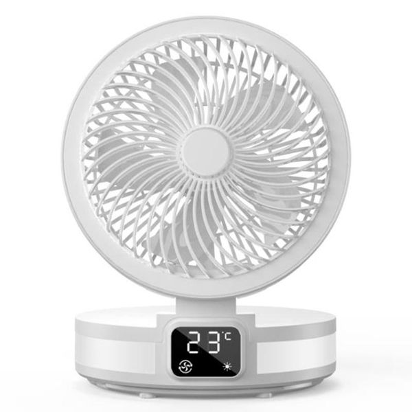 

electric fans mini deskfan usb real-time temperature portable folding charging aroma air circulation with led light