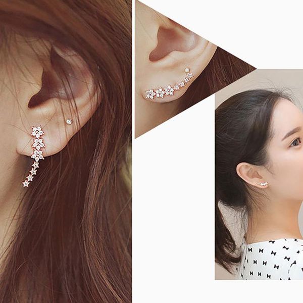 

sell star stud earring female anti-allergic needle gold/rose gold/silver color elegant sweet brief accessories, Golden;silver