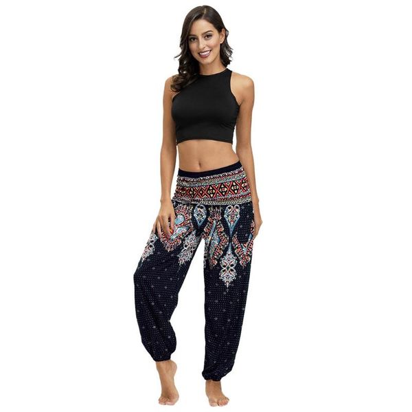 

women's leggings fashion summer 2021 women casual bohemian loose travel lounge festival beach pants clothing, Black