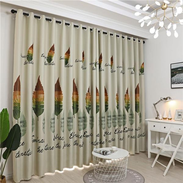 

curtain & drapes colorful leaf semi blackout curtains for living room nordic country style pastoral rural bay window customized cortinas js2