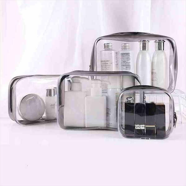 

transparent travel cosmetic makeup case bag zipper clear make up functional organizer storage pouch toiletry wash