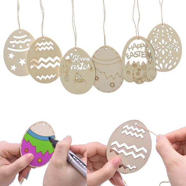 

party decoration 10pcs diy handcraft eggs chick wooden craft easter decorations hanging ornaments pascua de resurrecciÃ³n wood c