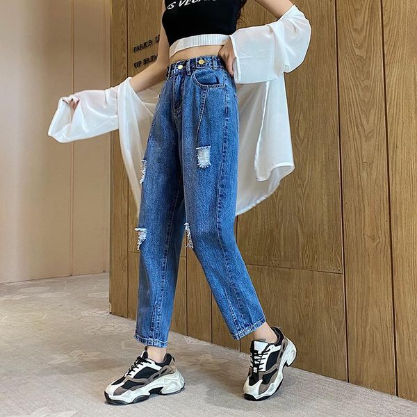 

women's jeans ripped for women spring and autumn 2021, Blue