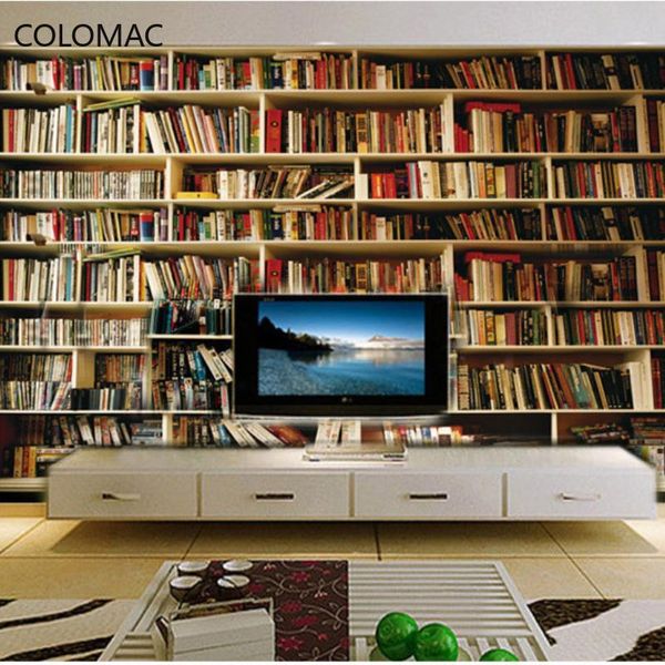 

wallpapers colomac custom 3d european bookshelf study room mural retro background wall decorations living drop shopping