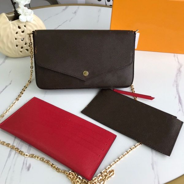 

womens superior quality handbags bag 3 pieces/set of mens genuine leather wallet flower crossbody floral bag ladies purses 2022 new brand pa, Red;black