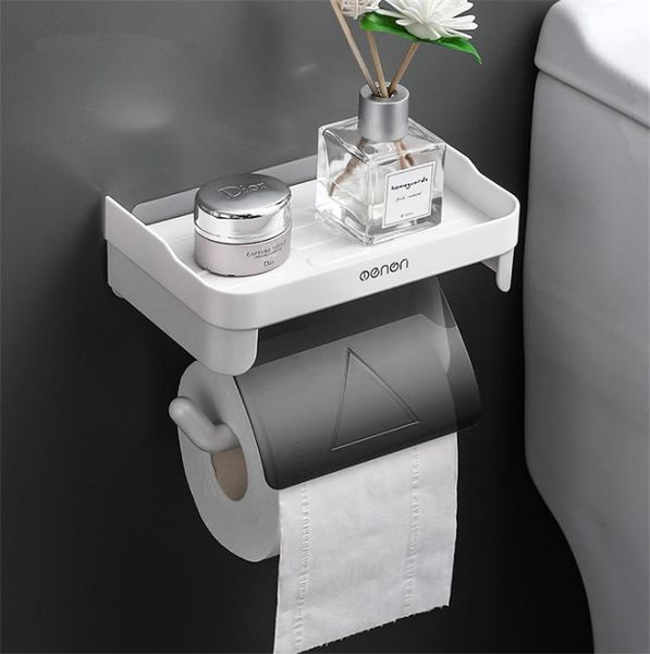 

toilet paper holders wall mount roll storage rack multi-function holder bathroom shelves 3 colors accessories