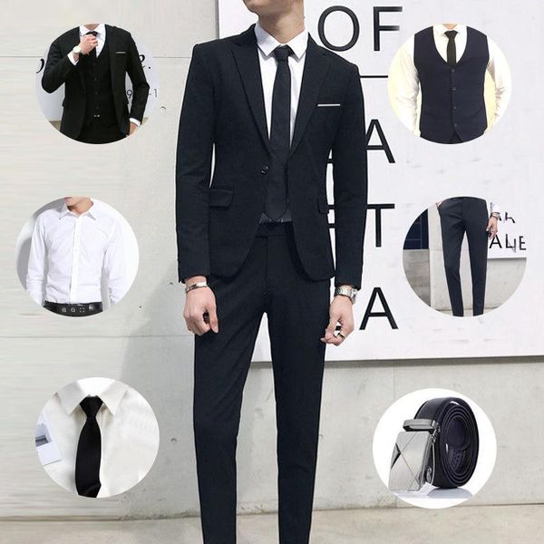 

men's suits & blazers 2021 suit three-piece set casual decoration professional dress young student korean version of business male, White;black