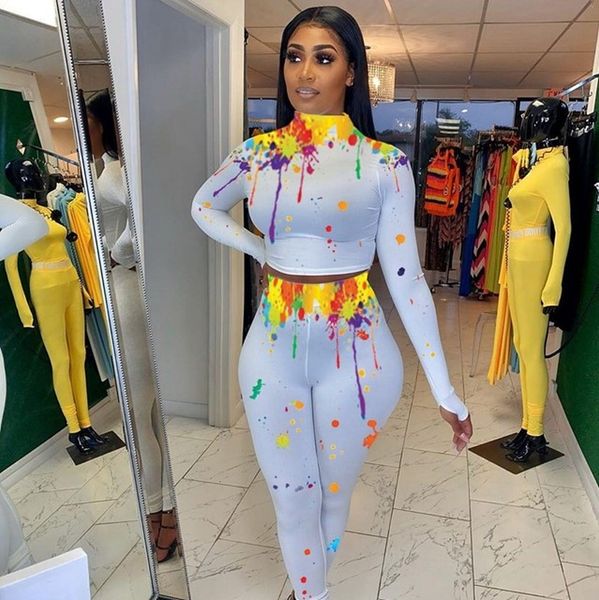 

print long sleeve tracksuit women 2 piece set fashion suit 2021 crop women pants set autumn two piece outfits matching sets, Black;white