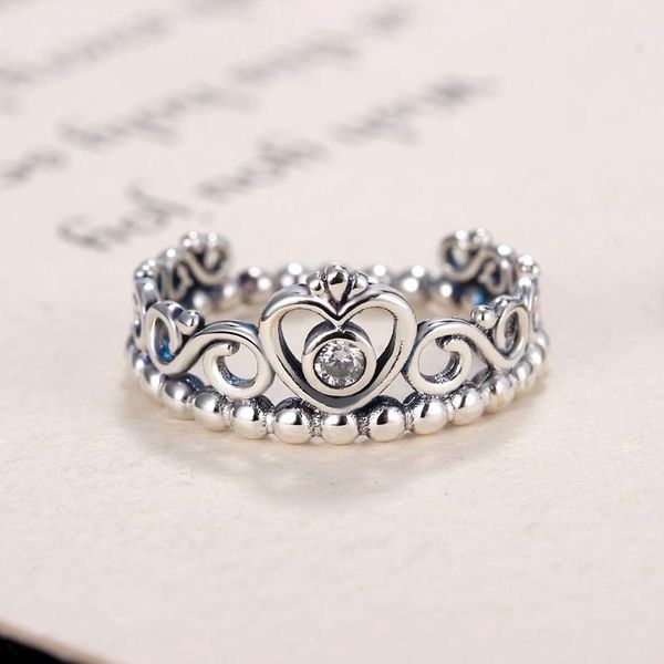 

factory wholesale 100% 925 sterling silver princess tiara ring with clear cz stones fit jewelry women fashion with a crown design