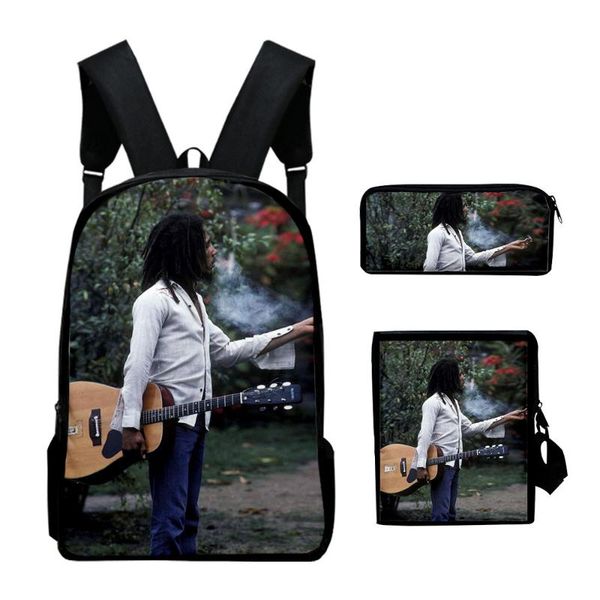 

backpack classic funny luxury bob marley 3pcs/set 3d print school student bookbag travel lapdaypack shoulder bag pencil case