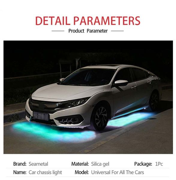 Araba Esnek Underglow Şerit Işık LED Underbody Uzaktan / Uygulama Kontrol RGB Neon Işıkları Oto Dekoratif Ortam Atmosfer Lambası