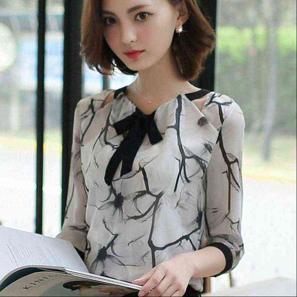 

blusas clothing white chiffon womens shirts plus size 3xl bow printing short sleeve button 0005