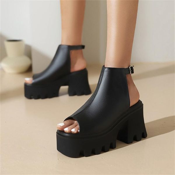 

sandals lapolaka square heel buckle strap black platform 2021 summer concise woman shoes plus size 45