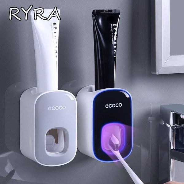 

bath accessory set automatic toothpaste dispenser squeezers tooth dust-proof toothbrush holder wall mount stand bathroom accessories