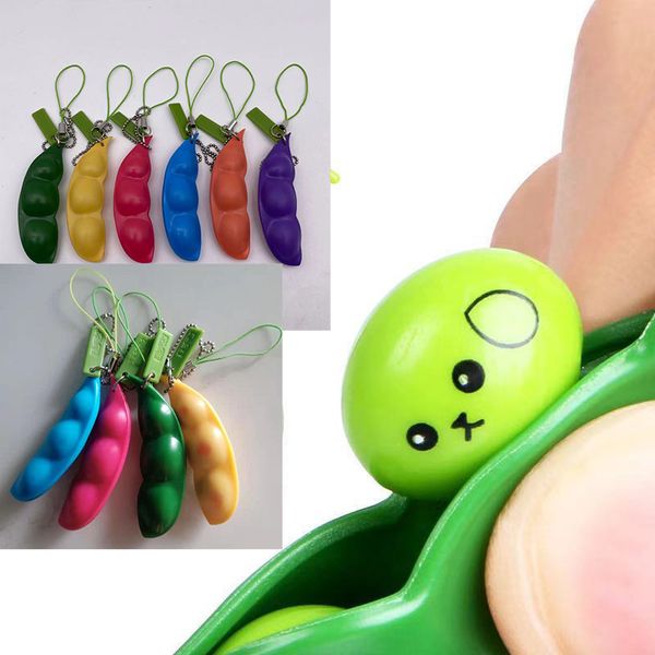 

push it multicolor edamame finger toy peas beans keychain anti stress kids decompression toys