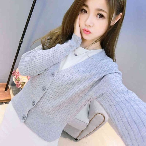 

women's jackets cardigans cashmere knitted elastic sweater female v-neck long sleeve short cardigan 2021 autumn fashion slim jacket, Black;brown