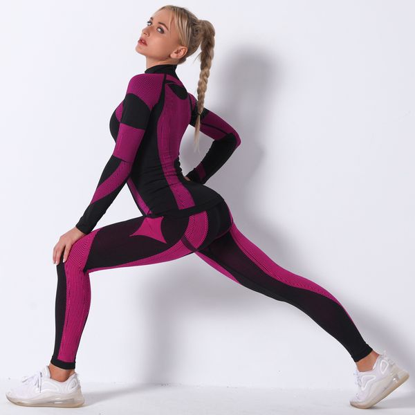 

women's tracksuits seamless fitness suit workout clothes for breathable work out gym set running sports sets woman foji, Gray