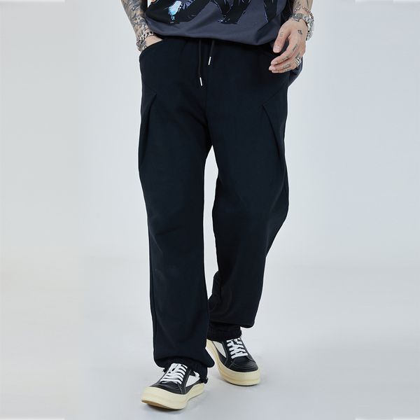 

pants fashionable the street brand pure color flannel casual for men, Black