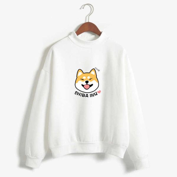 Женщины Harajuku Hoodios Fleece Осень Kawaii Симпатичные Японские Аниме Shiba Innu Пуловер Толстовка KPOP Moletom Sudadera Mujer 210527