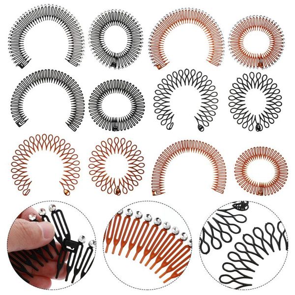

hair brushes 12pcs full circular stretch comb flexible circle for, Silver