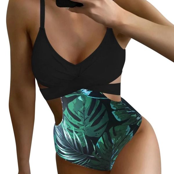 

one-piece suits women's waist strap cut-out swimsuit