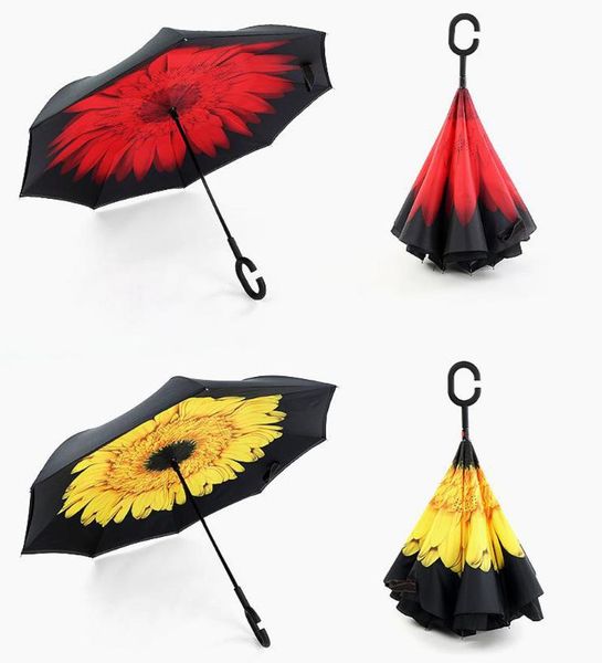 

umbrellas double layer reverse umbrella rain women inverted parasol windproof car for men