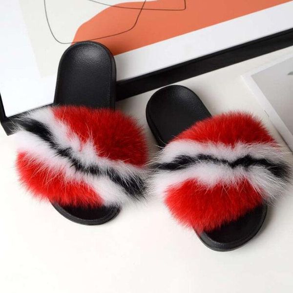 

women's summer fashion fur slippers comfortable fluffy non-slip flat shoes fashionable outdoor beach, Black