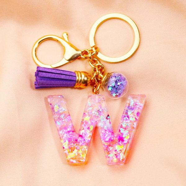 

keychains tassel letter pendant car keychain car-styling key ring for women auto chain keyring bag accessories trinkets gifts, Silver