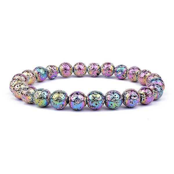 

beaded, strands plated lava men bracelet coloful gold silver nightclub style hip hop women beads essential oil beacelets friendship jewelry, Black
