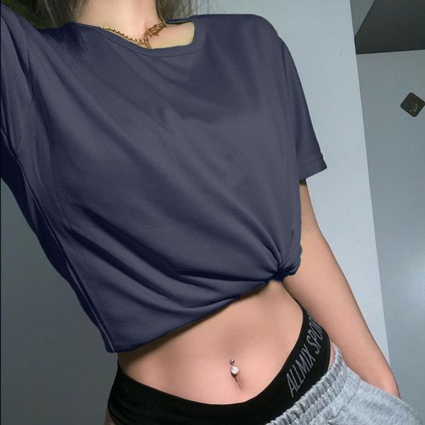 

women t-shirt solid color o-neck short sleeve sports t-shirts casual sport quick drying clothes plus size s-5xl women's, White