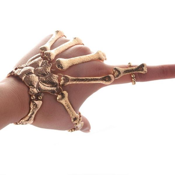

finger skeleton bracelet for women wearing in the hop halloween punk skull ghost hip creative fashion skele t4o0 charm bracelets, Golden;silver
